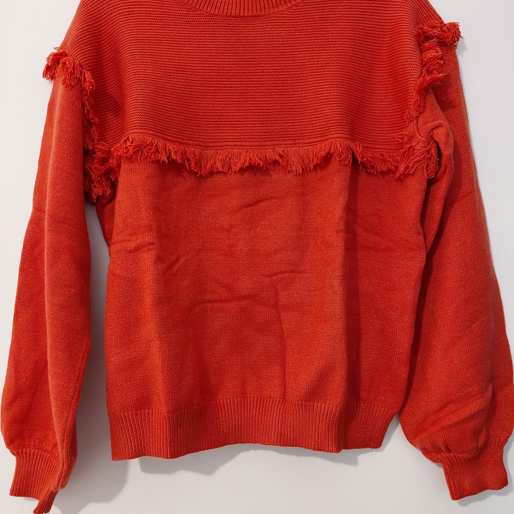 Vibrant Orange Fringed Sweatshirt